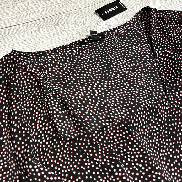 EXPRESS Square Neck Ruffle Wrap Dress - Picture 8 of 16